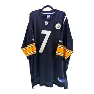 REEBOK NFL Pittsburgh Steelers Black On Field Ben Roethlisberger Jersey,6X